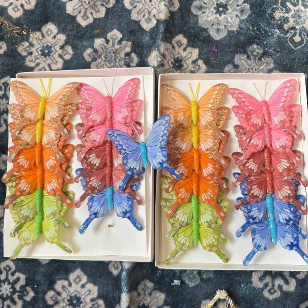 24 Glitter Moontail Butterflies Butterfly Clips Red, Pink, Blue, Yellow, Orange